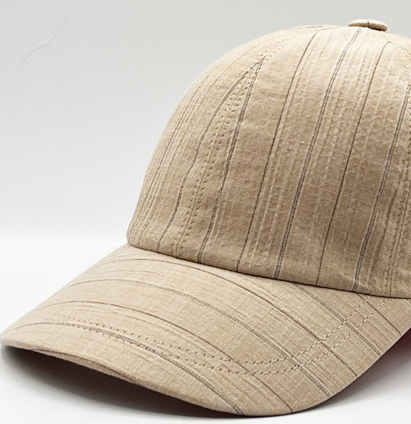 Casquette Gauffrée beige — Headoniste Made in France — de profil
