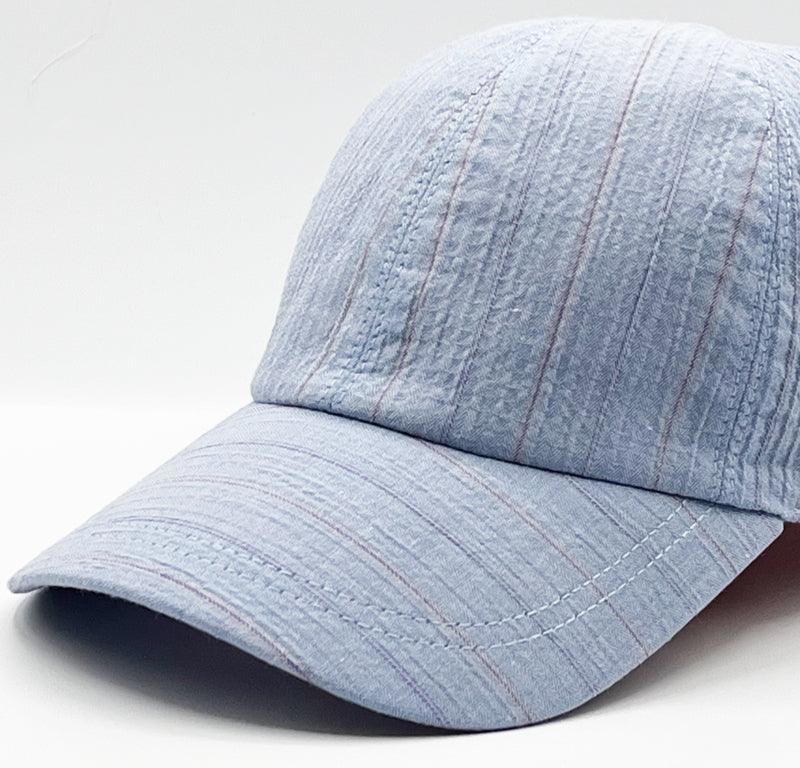 Casquette Gauffrée ciel — Headoniste Made in France — de profil