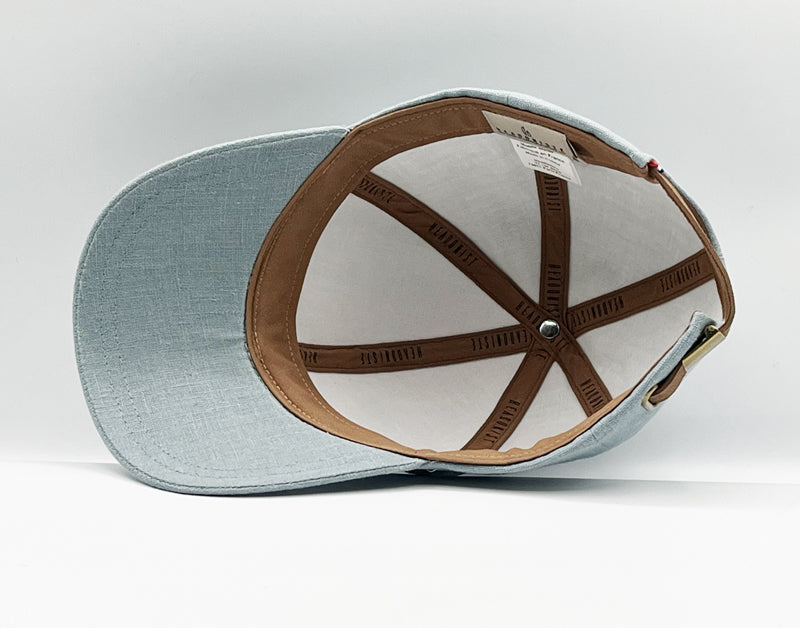 Casquette Lino menthe — Headoniste Made in France — détail