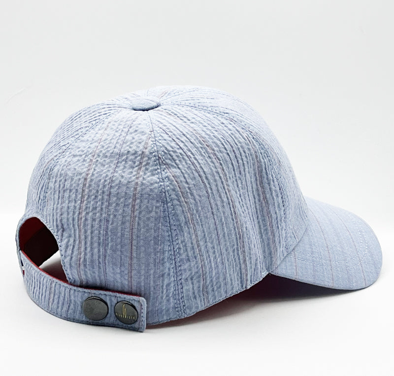 Casquette Gauffrée ciel — Headoniste Made in France — de dos