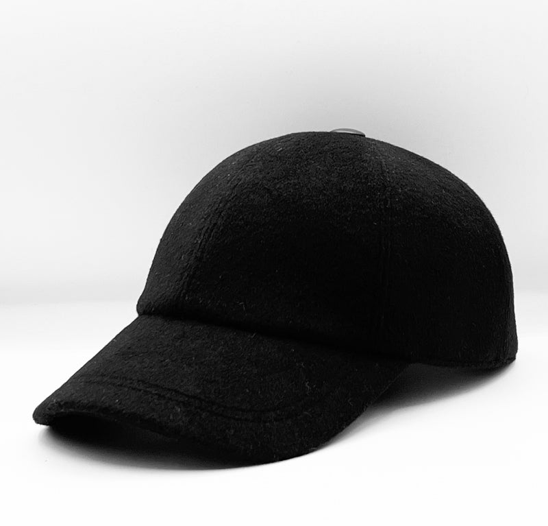 casquette baseball en laine et cachemire noir