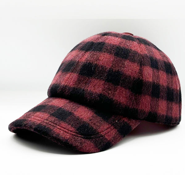 casquette baseball carreaux en laine