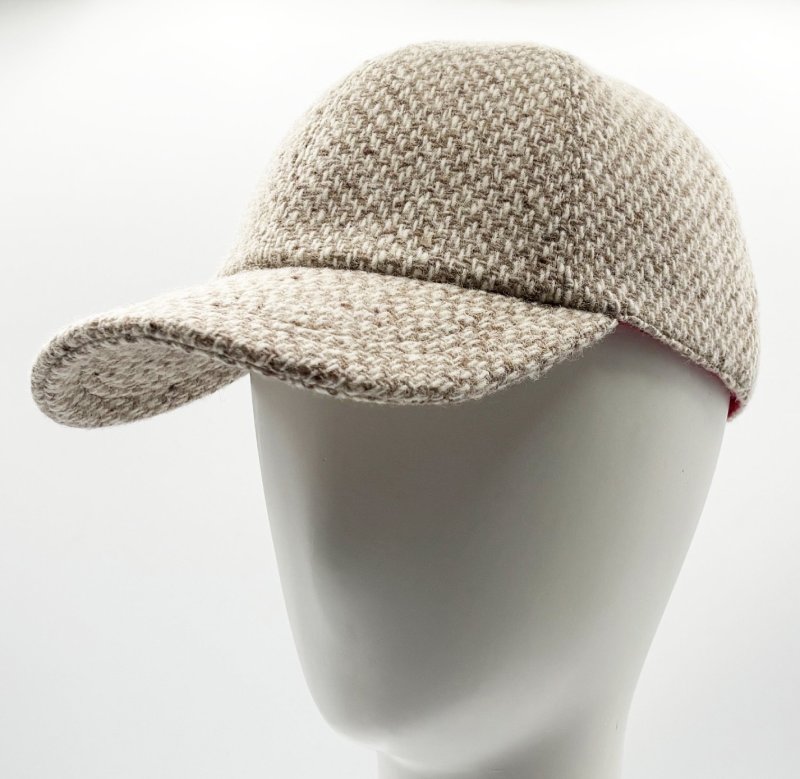 Casquette en laine tweed beigefabriquée en France