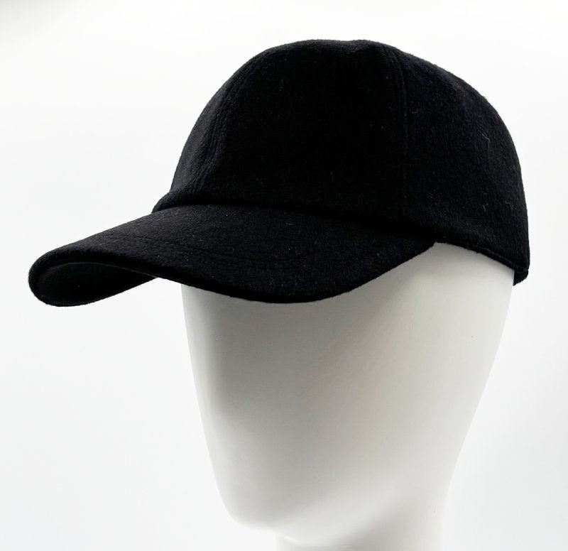 casquette baseball en laine et cachemire noir fabriquée en france