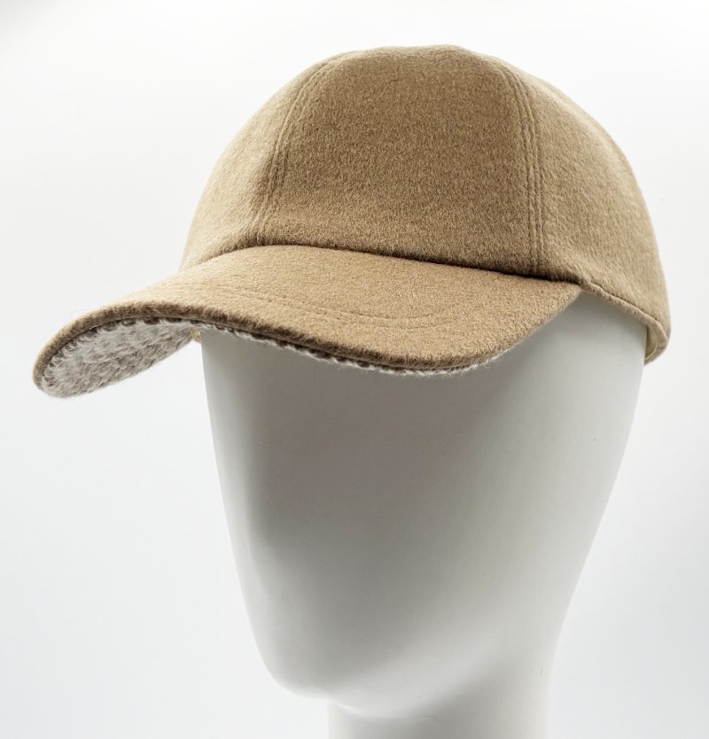casquette baseball en laine et cachemire camel fabriquée en France